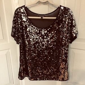 Express Black and Silver Sequin Top